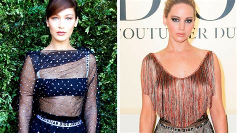 See Jennifer Lawrence, Bella Hadid's twinning naked dresses at 